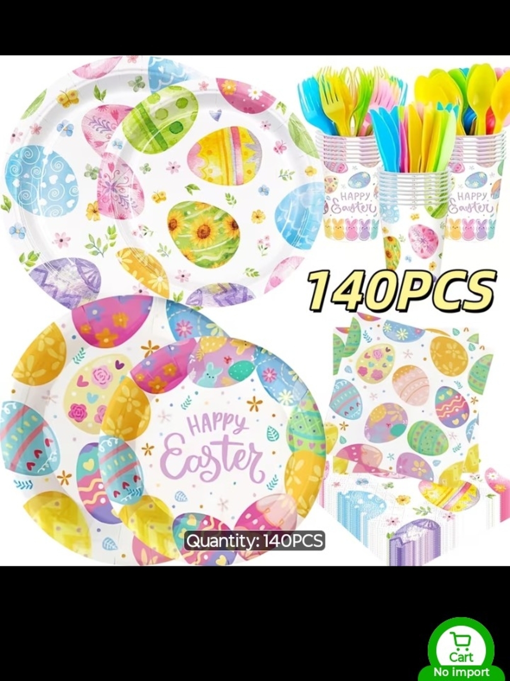 Happy Easter Pastel Egg Party Supplies - 140PC Set
